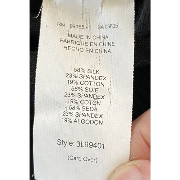 Karen Kane Sz L Black Cropped Rounded LS Button Silk Blend Cardigan - Picture 4 of 8